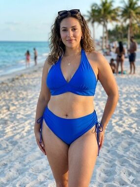Swimsuits For All Cobalt Blue Halter Bikini Set Size 12 NWOT